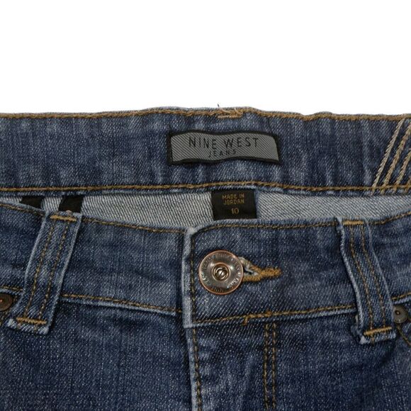 Nine West Flared Jeans Size 10 Womens Blue High Mid Stretch Measures 31 x 31 - Picture 10 of 11